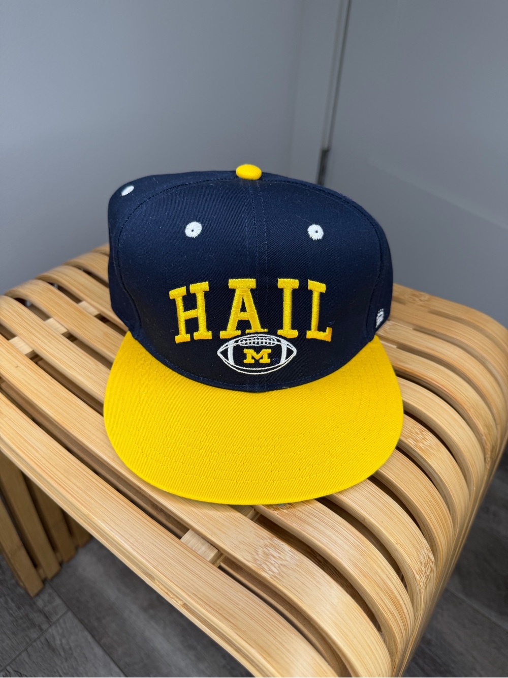 University of Michigan HAIL Navy and Yellow Snapback Hat